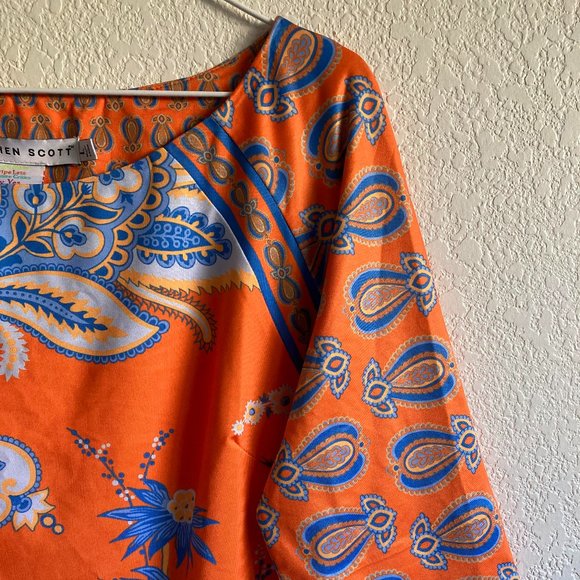 Gretchen Scott Designs Tops - Gretchen Scott Orange and Blue Boatneck Top ~L